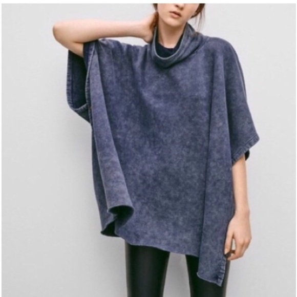 NEW RARE Aritzia Wilfred Oversized XS Berenson Poncho/Cape In Washed Blue - Picture 5 of 15